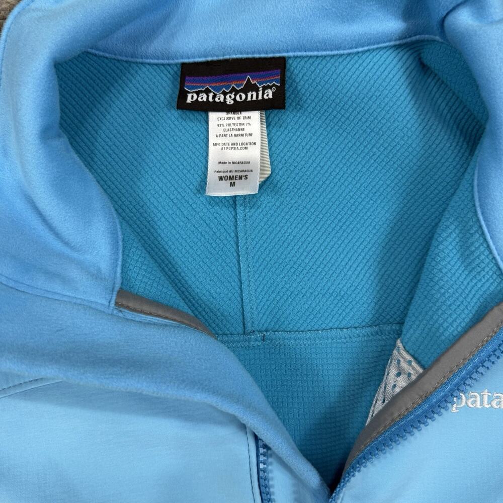 Women's Patagonia Adze Hybrid Jacket Polartec Soft Shell Full Zip Blue Cyan M - Picture 3 of 7